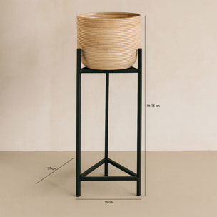 Cache pot en rotin pieds en métal noir 35cm h78-95cm LIMA