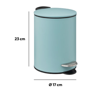 Poubelle métal Soft Close 3L Bleu artic Colorama