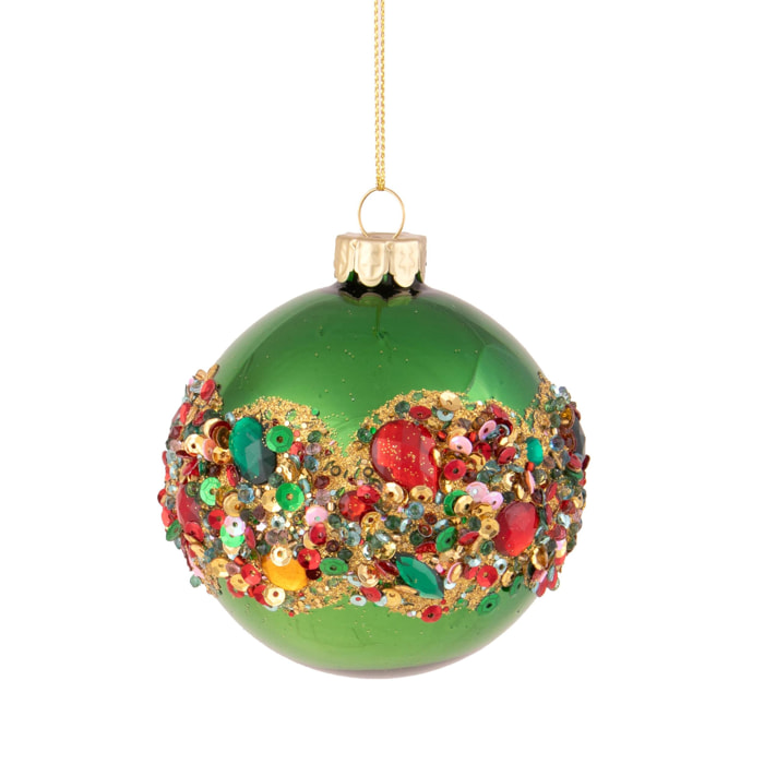 Sfera con Paillettes E Diamanti - Pezzi 8 - 10xH10x10cm - Bianchi Dino SpA