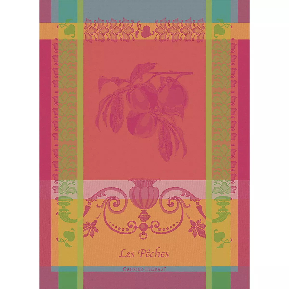 Torchon pur coton motif jacquard rose Les peches rose