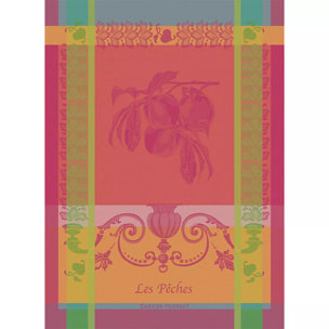 Torchon pur coton motif jacquard rose Les peches rose