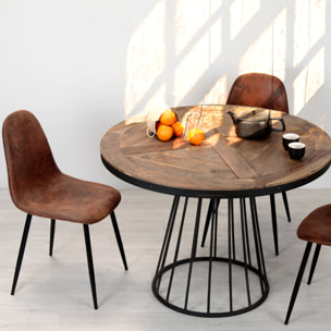 Table ronde 5 personnes en bois de cèdre et pied en métal D110 cm - Pralus
