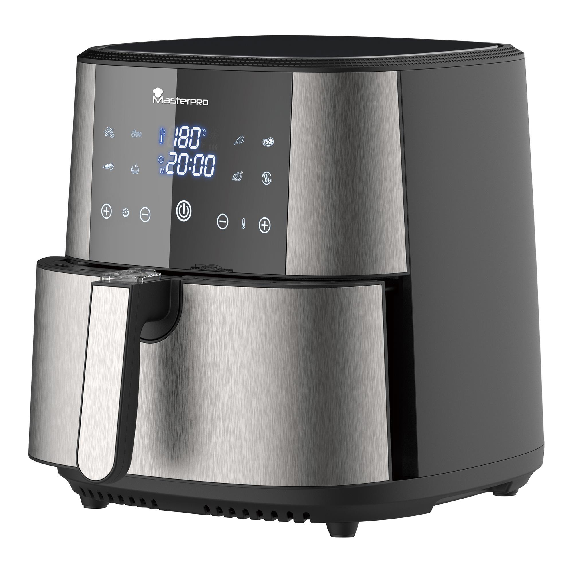 Freidora de aire rocket de 6l sin pfas 1800w con revestimiento cerámico, pantalla táctil led masterpro