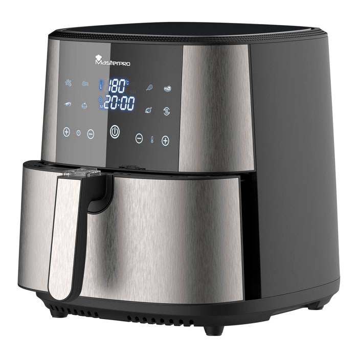 Freidora de aire rocket de 6l sin pfas 1800w con revestimiento cerámico, pantalla táctil led masterpro