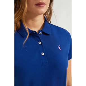 Polo de manga corta piqué azul royal con logo Rigby Go