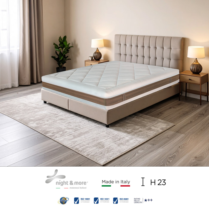 "Summer" H23 cm 160x200 2 guanciali Memory OMAGGIO sfoderabile Memory Foam a tre strati