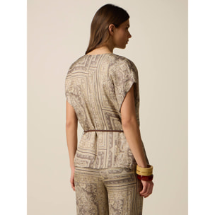 Oltre - Blusa de satén estampada - Beige