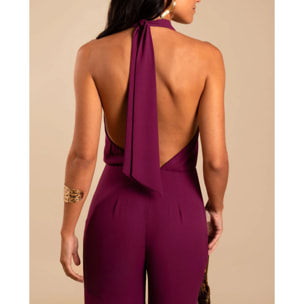 Mono largo de gasa con cuello halter drapeado
