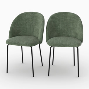Lot de 2 chaises en tissu texturé vert sapin - Karl