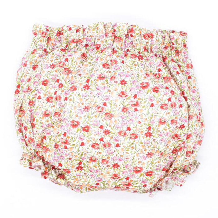 Ranita de flores rojas, goma en cintura y en las piernas.