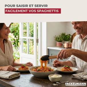 Pince Alimentaire 22,8 cm en Bois et silicone Noir Fackelmann Acacia