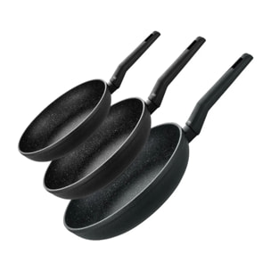 Set de 3 poêles à frire 20 cm 24 cm et 28 cm Elo Granit Solution