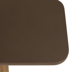 NESTOR - Banc 240x40cm effet béton marron pieds en bois d'acacia