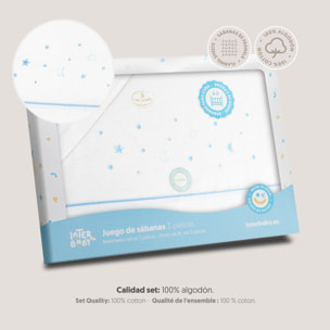 Juego de Sábanas de Cuna Franela Estrellas Luna