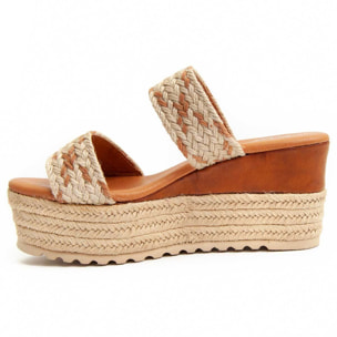 Sandalia de cuña - Beige - Altura: 9 cm