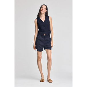 Gilet Deia blu marino in cotone e lino con dettagli Polo Club