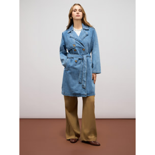 Oltre - Gabardina de mezcla de denim y viscosa - Light - blue