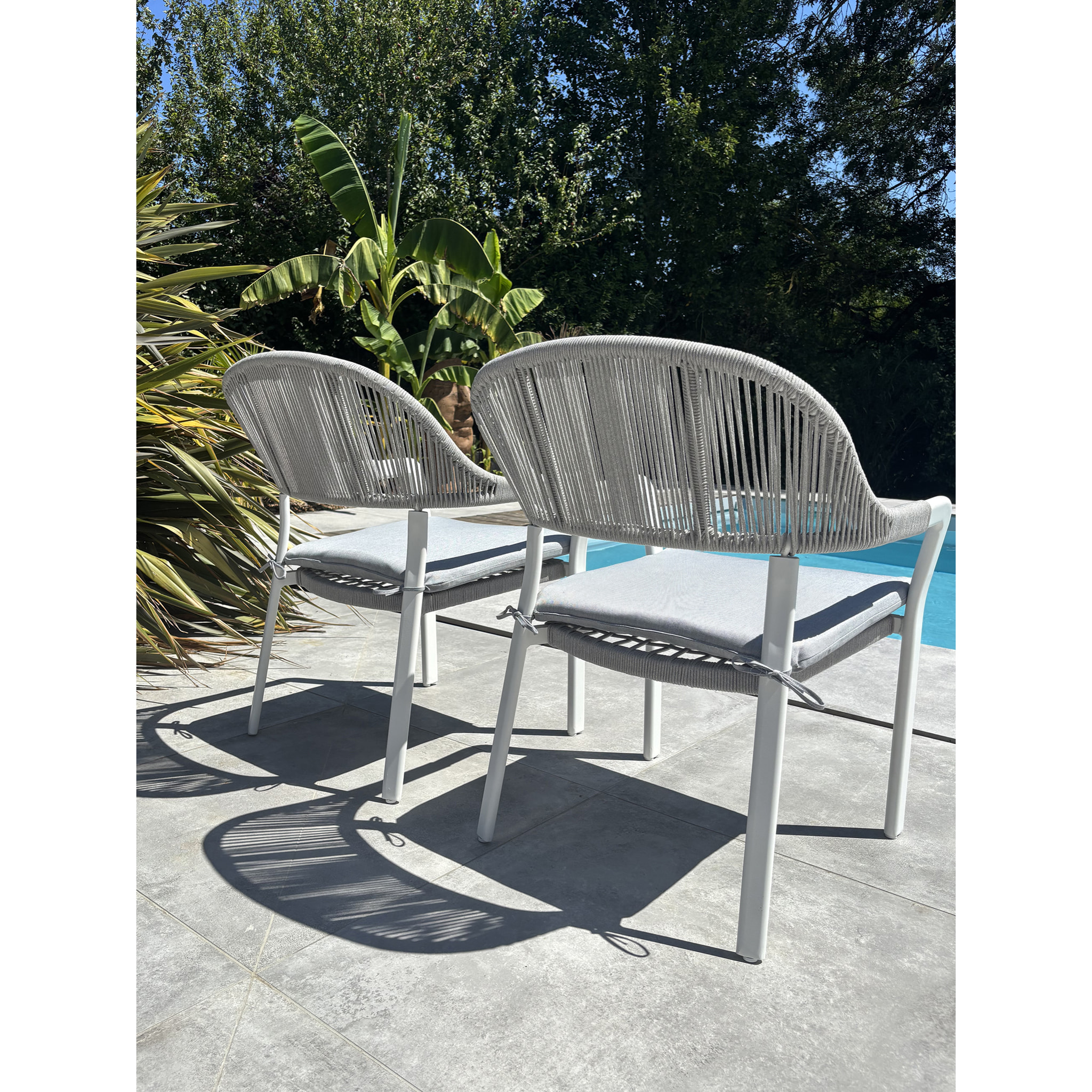 ABELLA - Lot de 2 fauteuils de jardin - Blanc