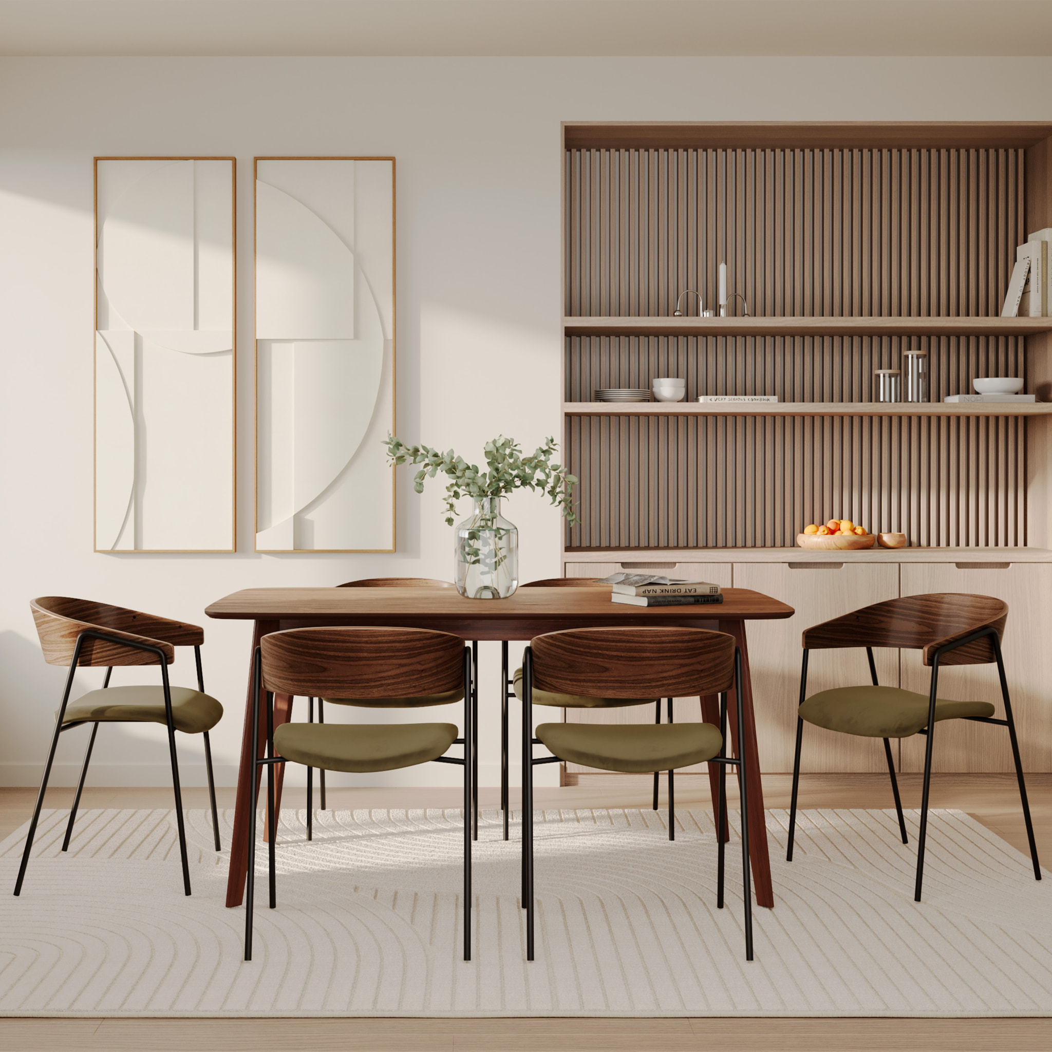 Table rectangulaire 6 personnes en bois foncé 150 cm - Oman