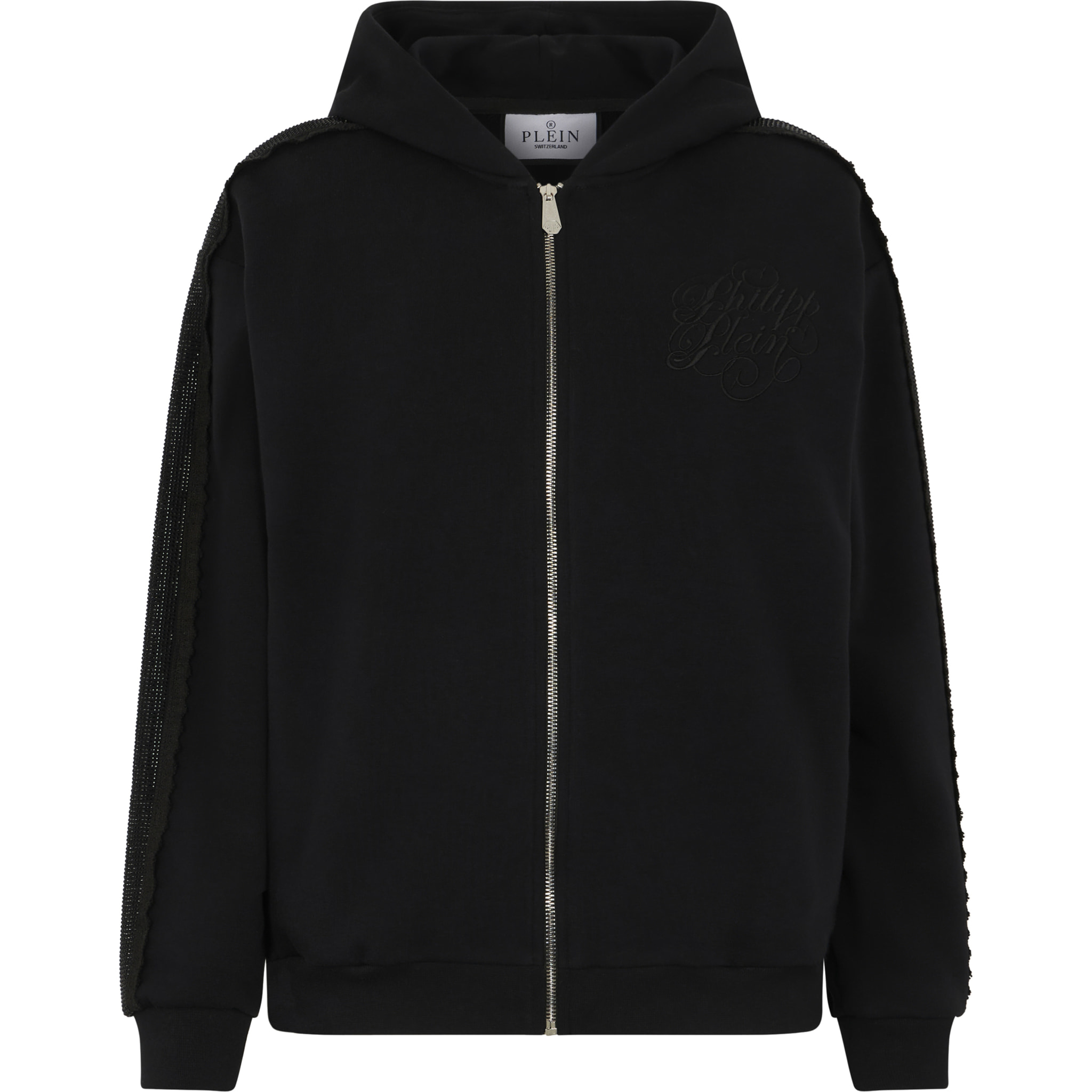 PHILIPP PLEIN Zip Hoodie Strass Band