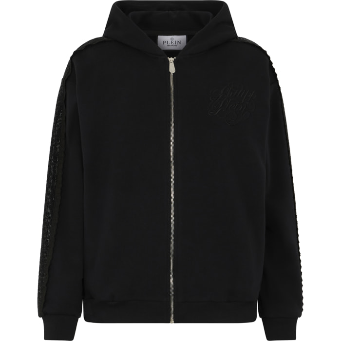 PHILIPP PLEIN Zip Hoodie Strass Band