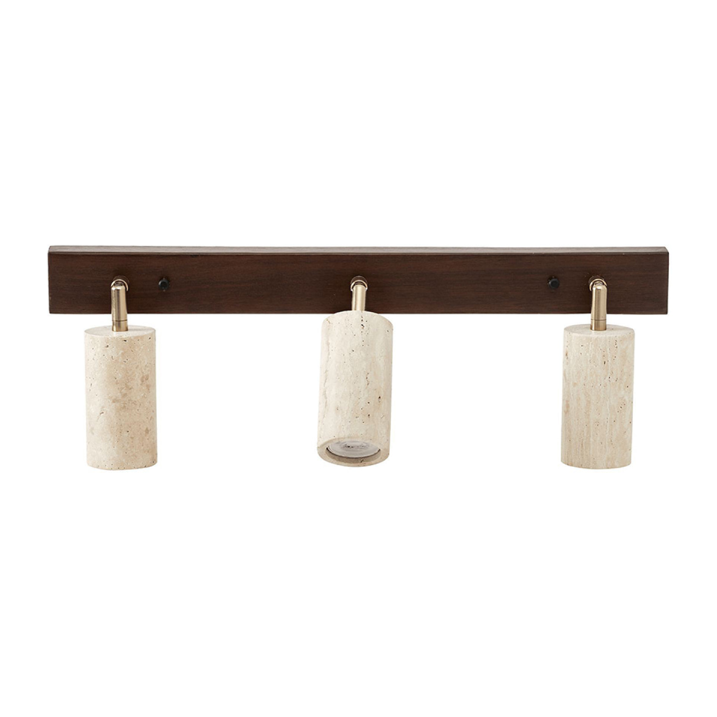 Luminaire design 3 spots orientables en travertin et effet bois TIVOLI