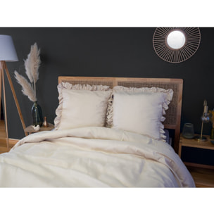 Parure housse de couette polyester beige