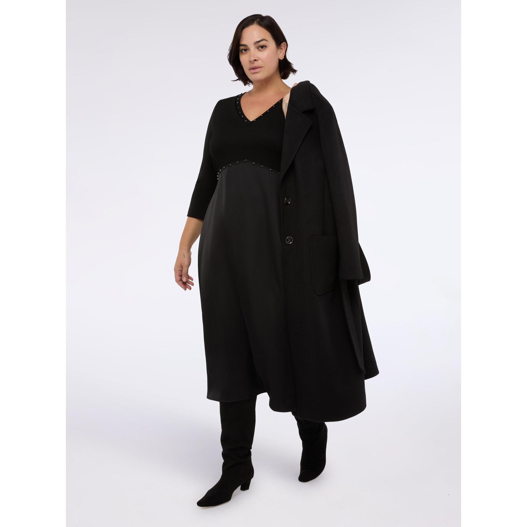 Fiorella Rubino - Vestido PRETTY híbrido con escote en V - Negro