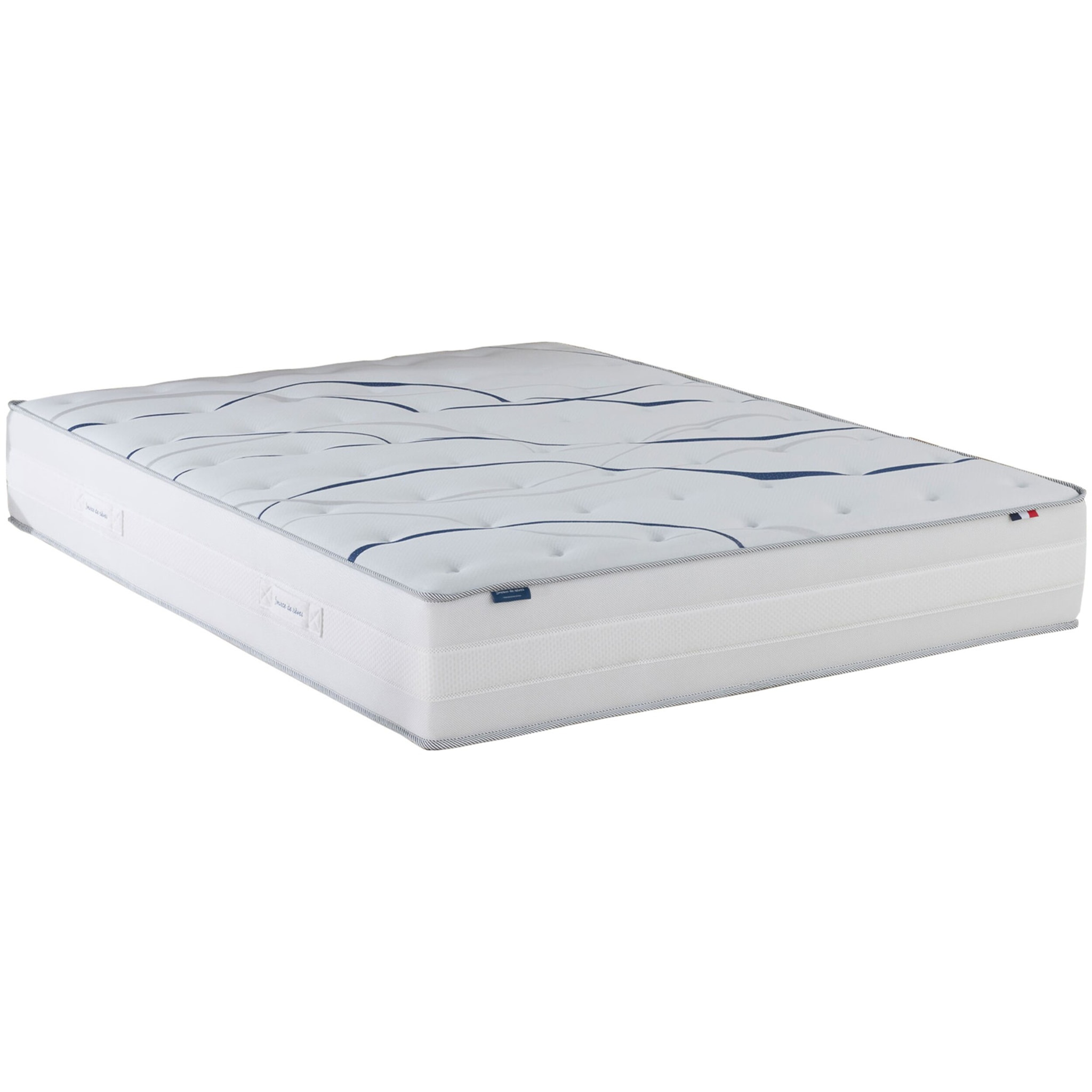 Ensemble matelas mousse ELYSIA + sommier, chenille bouclettes Crème