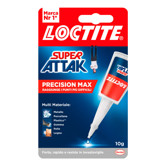 Loctite Super Attak Precison Max Adesivo Universale Instantaneo Beccuccio Extra Lungo - Flacone da 10g