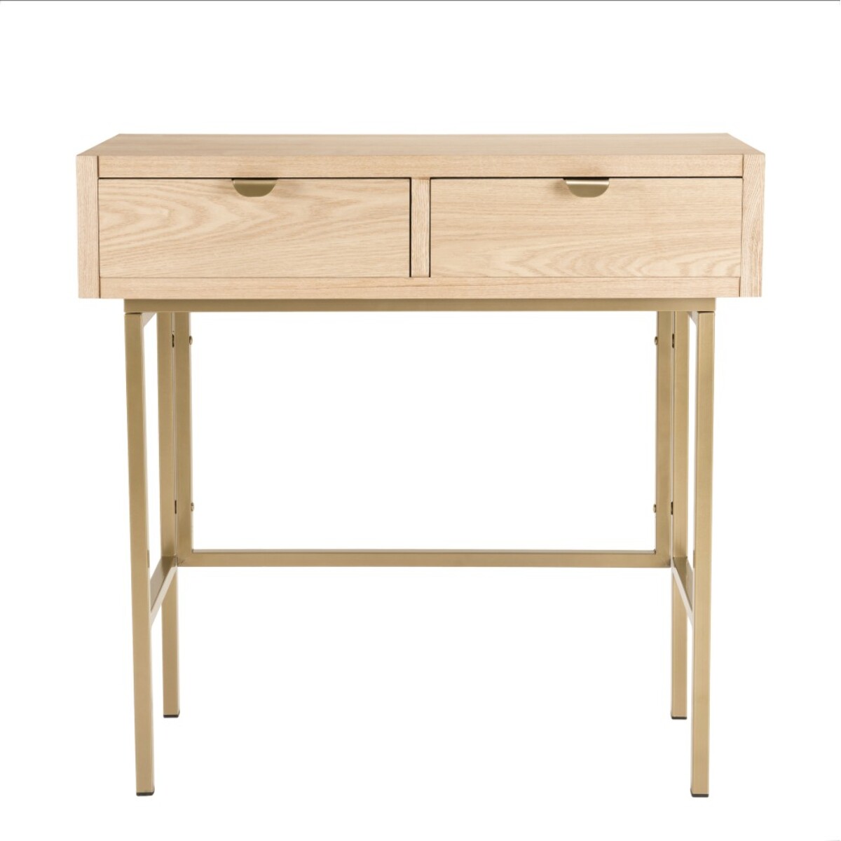 ALINE - Console 2 tiroirs pieds métal doré
