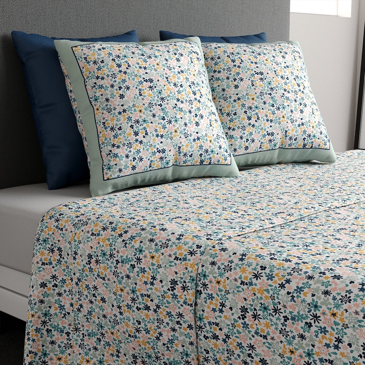 Parure de drap 3pcs avec drap housse 100% coton 57fils mani