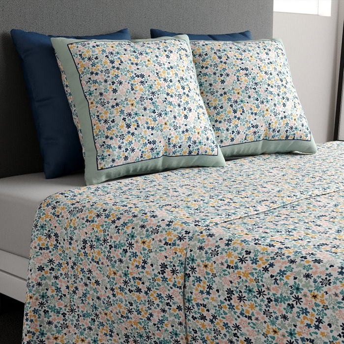 Parure de drap 3pcs avec drap housse 100% coton 57fils mani
