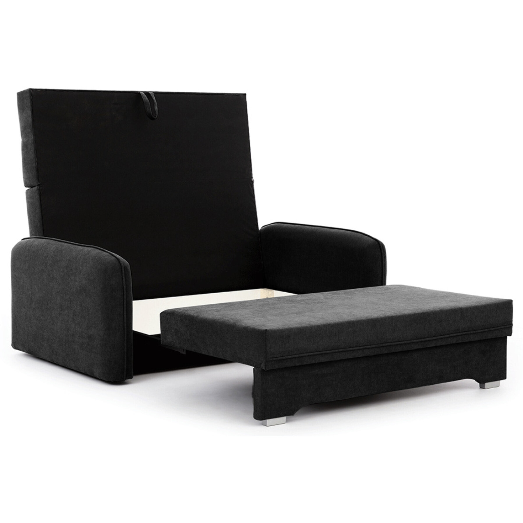 Michelle - canapé droit 3 places convertible avec coffre en velours - Noir