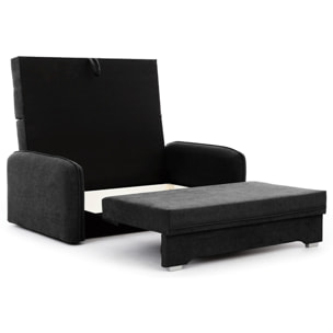 Michelle - canapé droit 3 places convertible avec coffre en velours - Noir