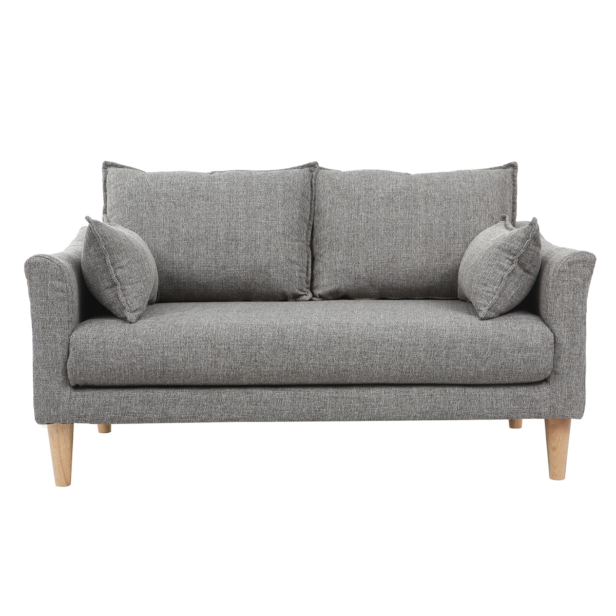 Canapé scandinave 2 places en tissu gris et bois clair KATE