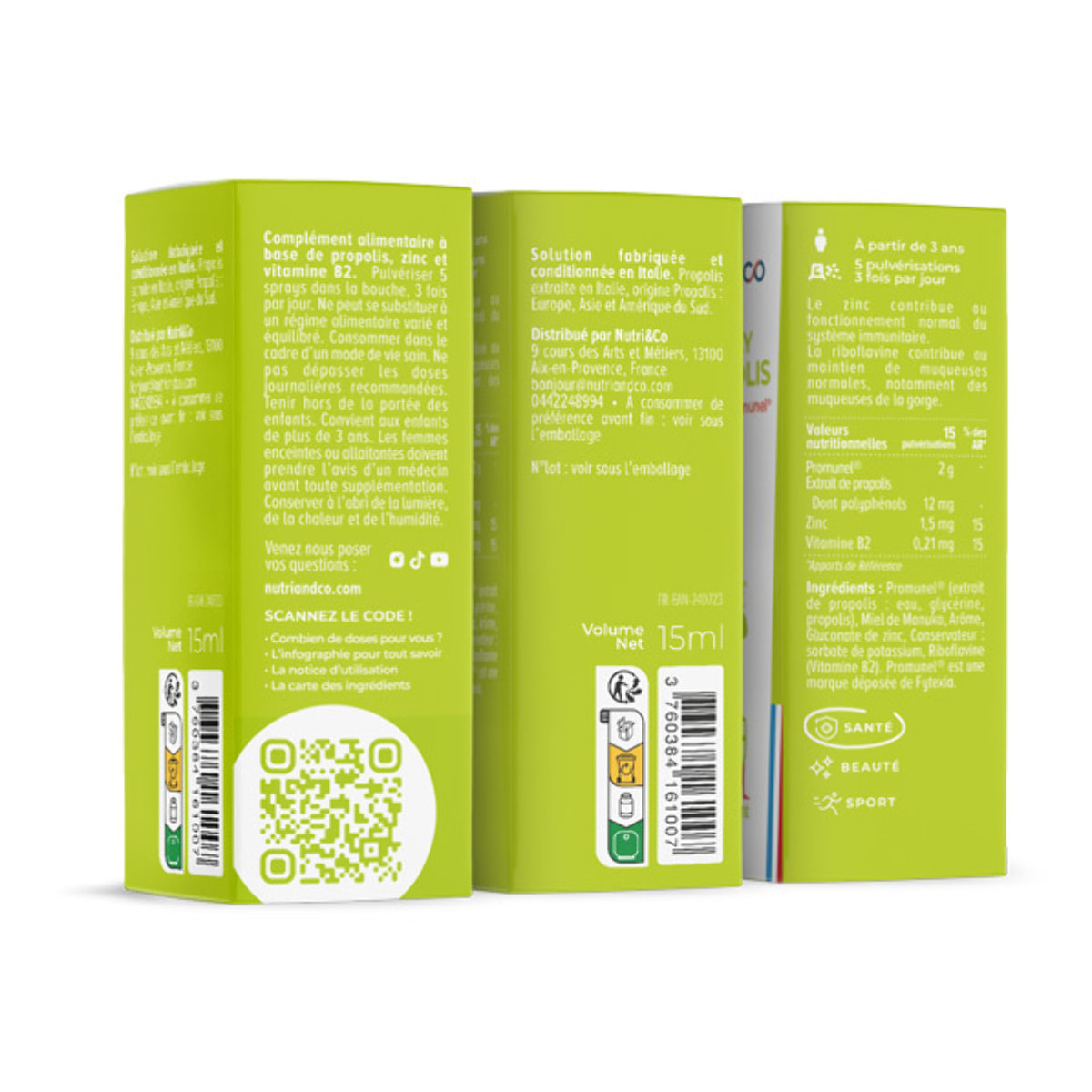 Nutri&Co Propolis Breveté en Spray Action Rapide & Efficacité Clinique - 15ml
