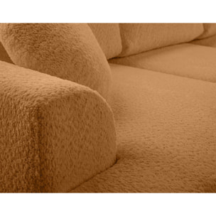 Candela - canapé d'angle droit 4 places - convertible avec coffre - en tissu bouclette - Terracotta