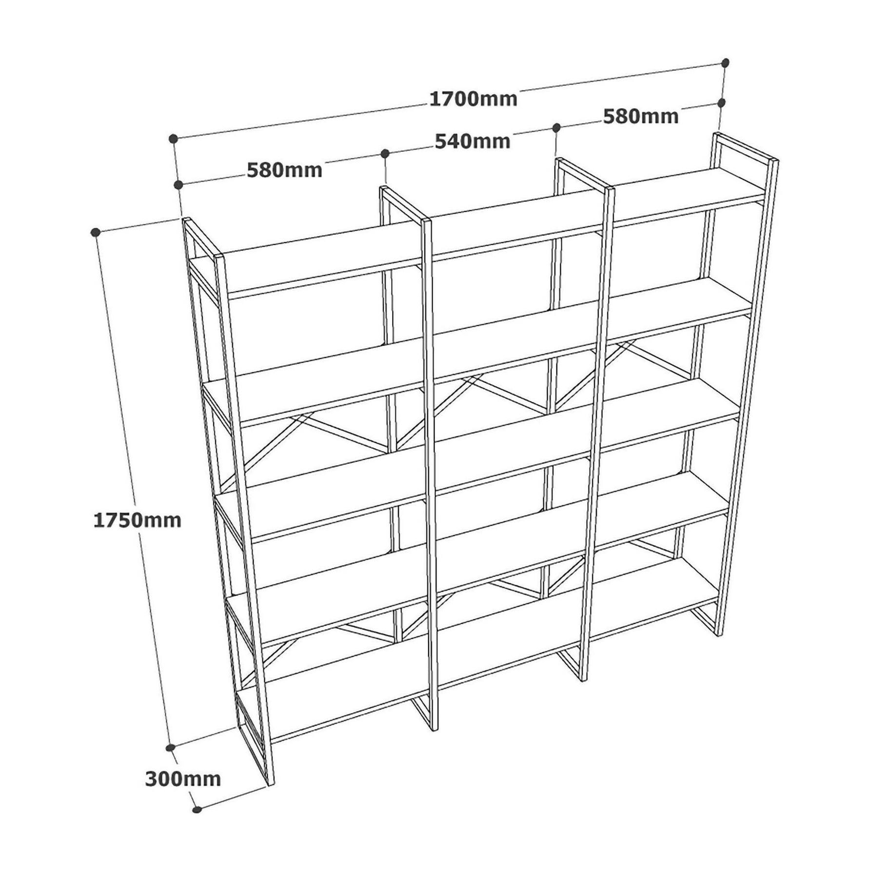 Libreria Dpezzott, Scaffale da ufficio, Mobile portalibri, Biblioteca, 170x30h175 cm, Quercia