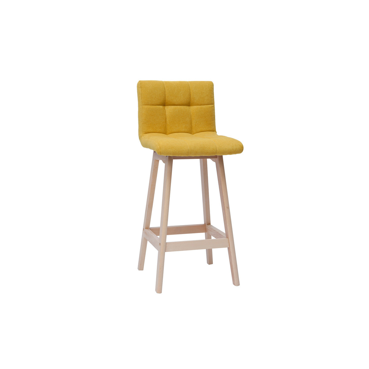 Tabourets de bar en tissu effet velours jaune moutarde et bois clair H65 cm (lot de 2) KLARIS