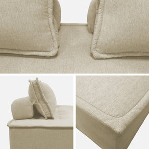 Ensemble chauffeuses DAO pour canapé modulable en tissu capitonné 4 places beige