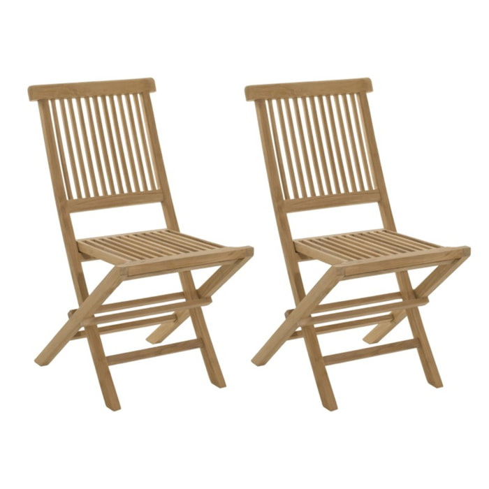 FUN - Ensemble de 2 chaises de jardin Java en bois Teck