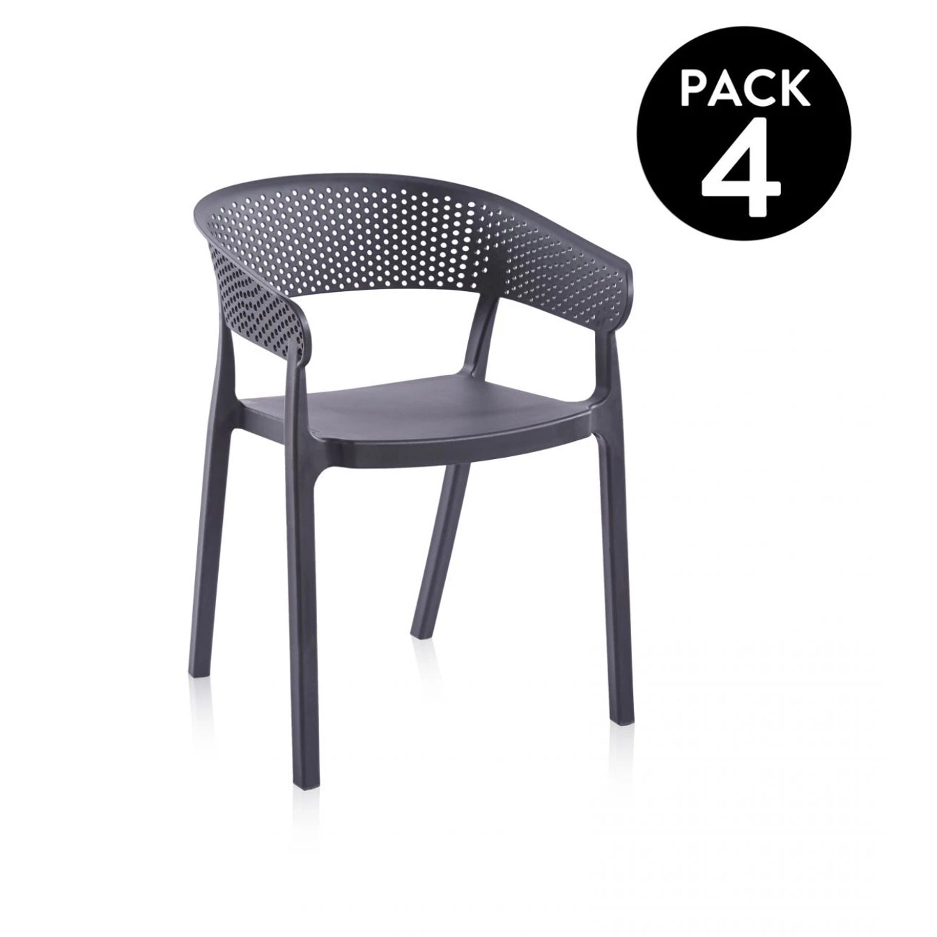 Pack 4 sillas de exterior Diza Antracita