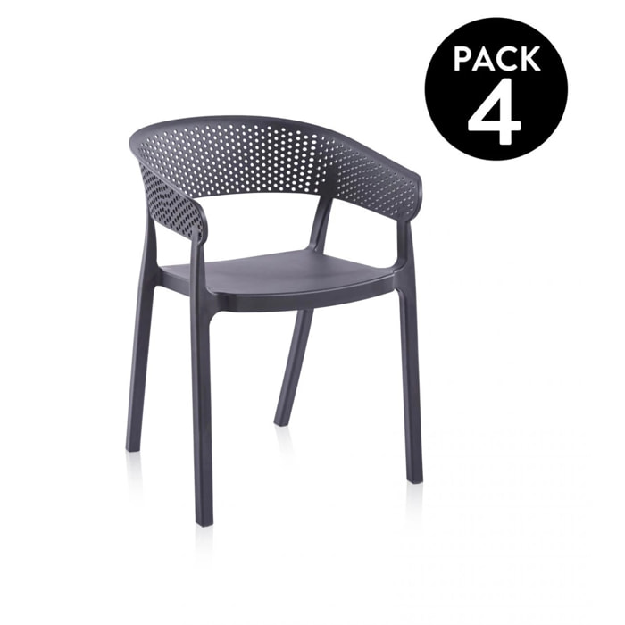 Pack 4 sillas de exterior Diza Antracita