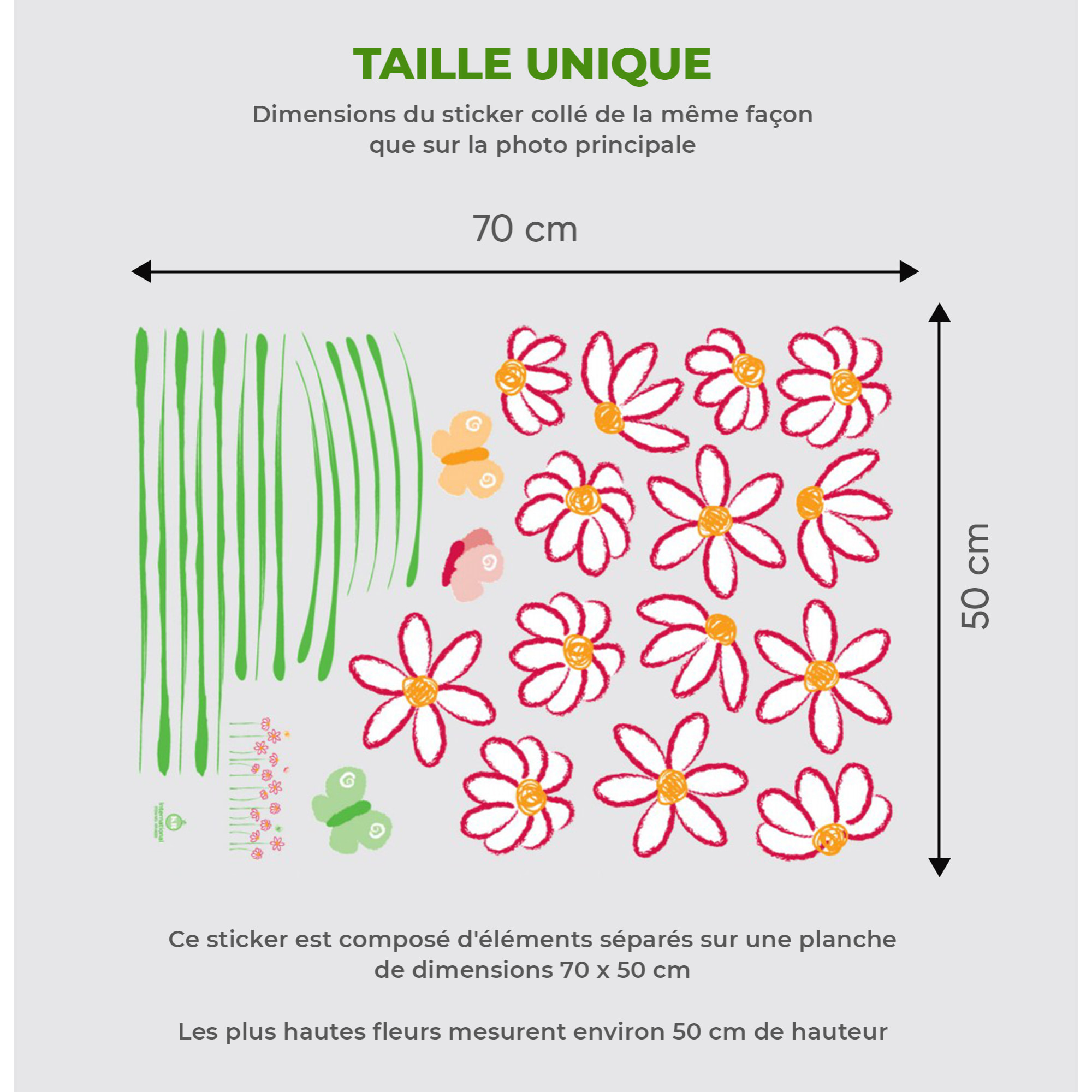 Stickers Muraux décoration adhésifs fleurs en dessin