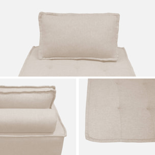 Chauffeuse pour canapé modulable tissu capitonné crème avec un coussin