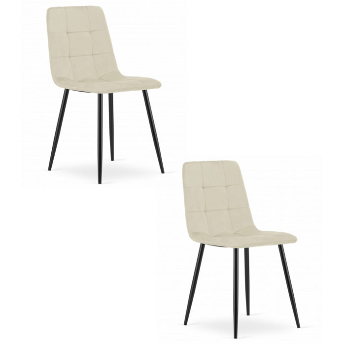 Set di 2 sedie KARA in velluto beige chiaro e metallo nero