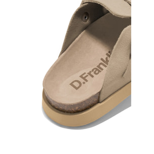 Sandalias Cerradas Vibe Clog Mujer Cierre Hebilla Color Taupe