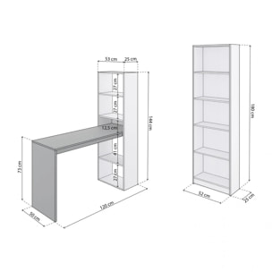 Pack escritorio y estantería Cosmic Plus Blanco Artik (Blanco Mate) - Gris Grafito