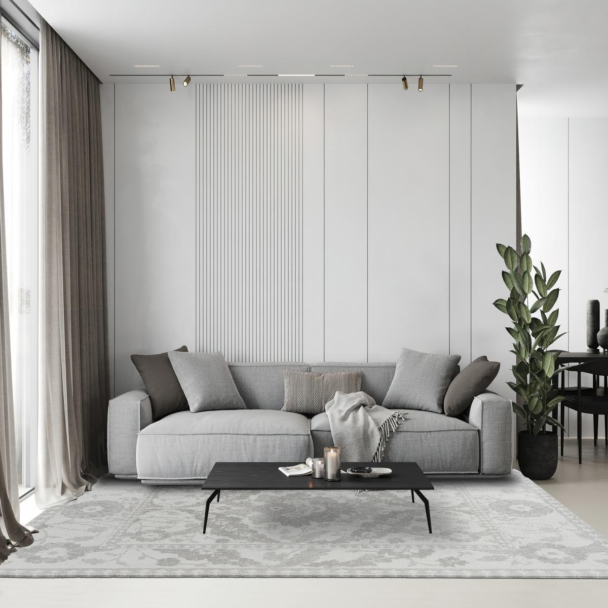 Tapis salon et chambre fait main en coton motif floral CHICDOUB